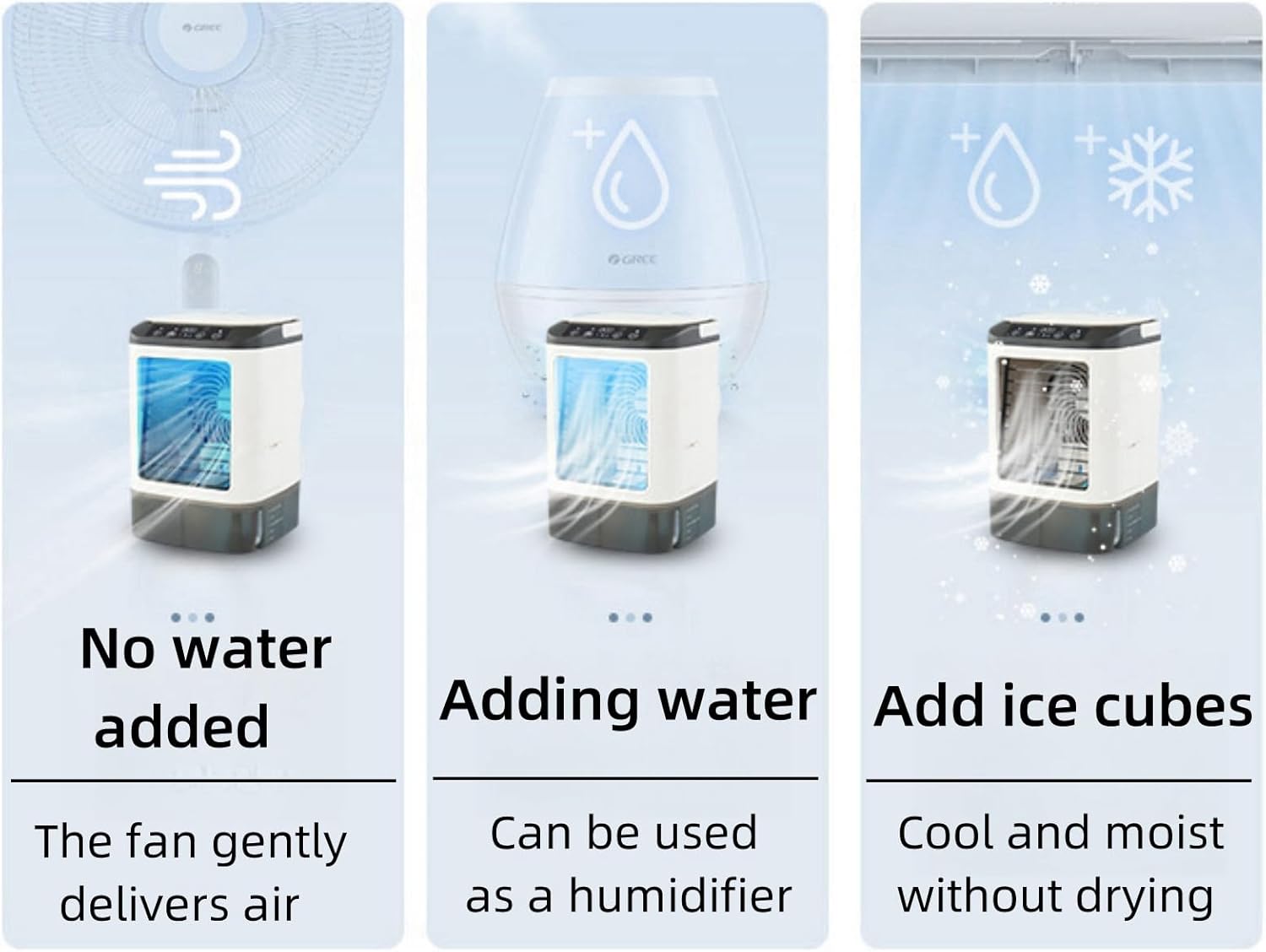 EKsma Portable Air Conditioner Cooling Fan, Quiet with 3 Speeds, 900ml Evaporative Personal Air Cooler Fan with 7 Night Light, Small Air Conditioner for Bedroom Office