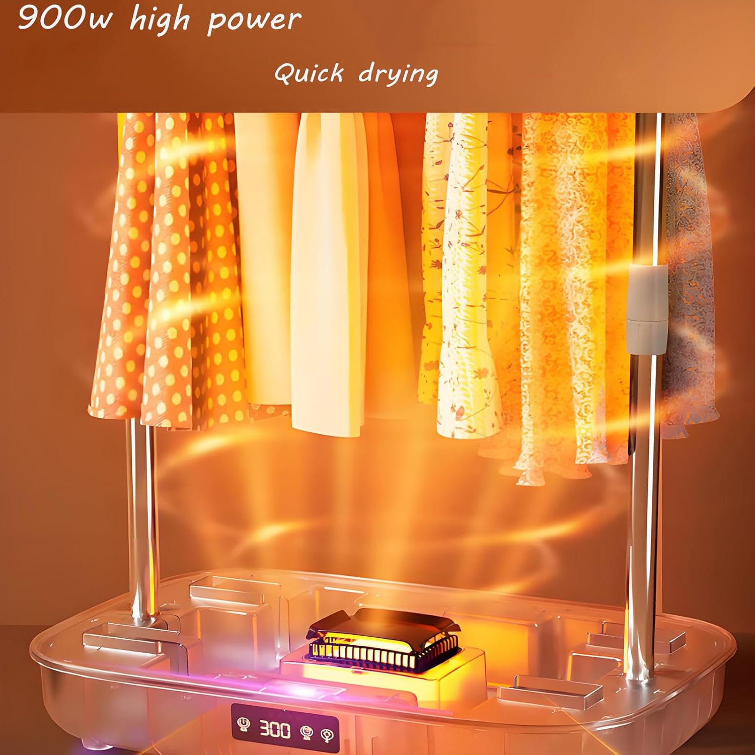 Folding Automatic Ironing Machine, Portable Dryer for Clothes with Remote, Compact Dryer for Apartment 900w for Homes, Business Trips and Other Places