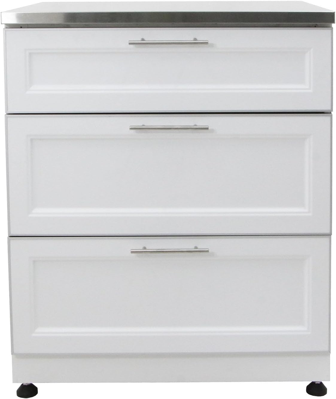 Blue Sky Outdoor Living, White Shaker 3-Drawer Outdoor Kitchen Cabinet, OKCS3026WSDR3W – Weatherproof Storage Organizer