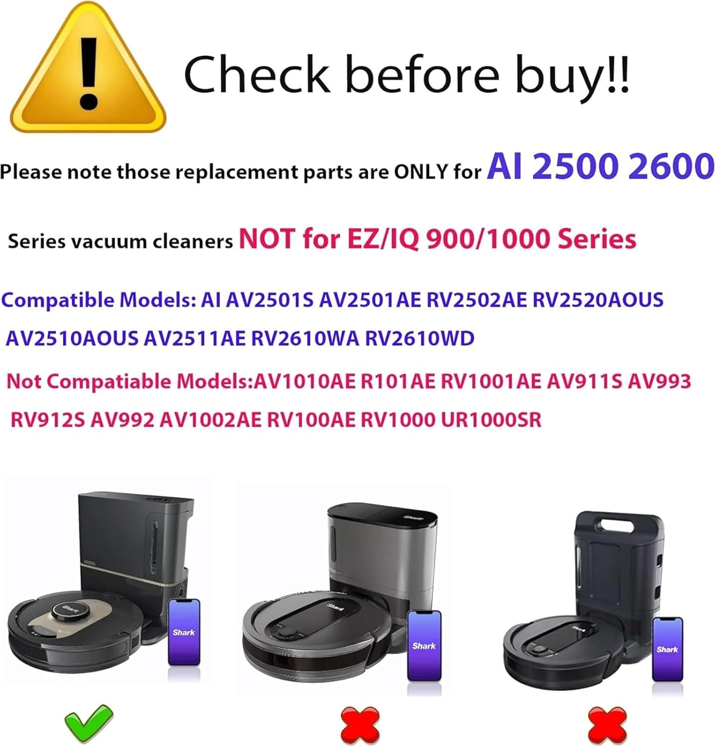 Shark Vacuum Cleaner Replacement Parts Kit with Main Roller Brush Foam/Primary Filter and Sweep Side Brushes for(Parts Kit -23PCS)