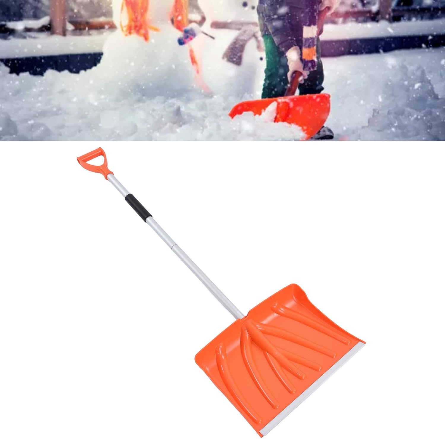 Snow Shovel, Large Capacity D Shaped Handle Metal Snow Shovel, Aluminum Alloy Plastic Material Detachable Assemblable Shovelling Tool for Shoveling, Pushing Snow