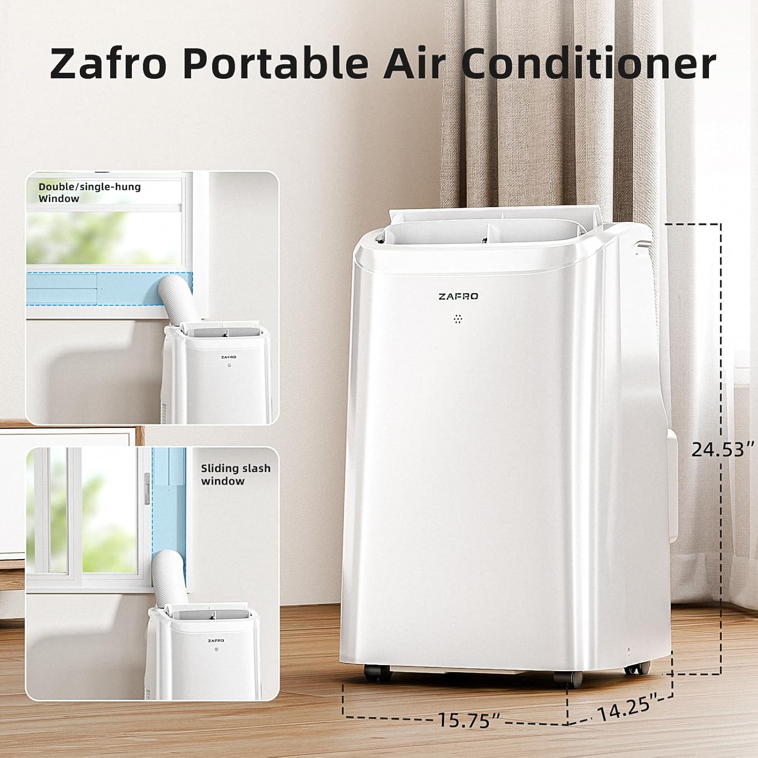 ZAFRO Portable Air Conditioners 10000 BTU (6000 BTU SACC), Portable AC with Fan & Dehumidifier, 24Hrs Timer with APP/Remote/Timer/LED Display