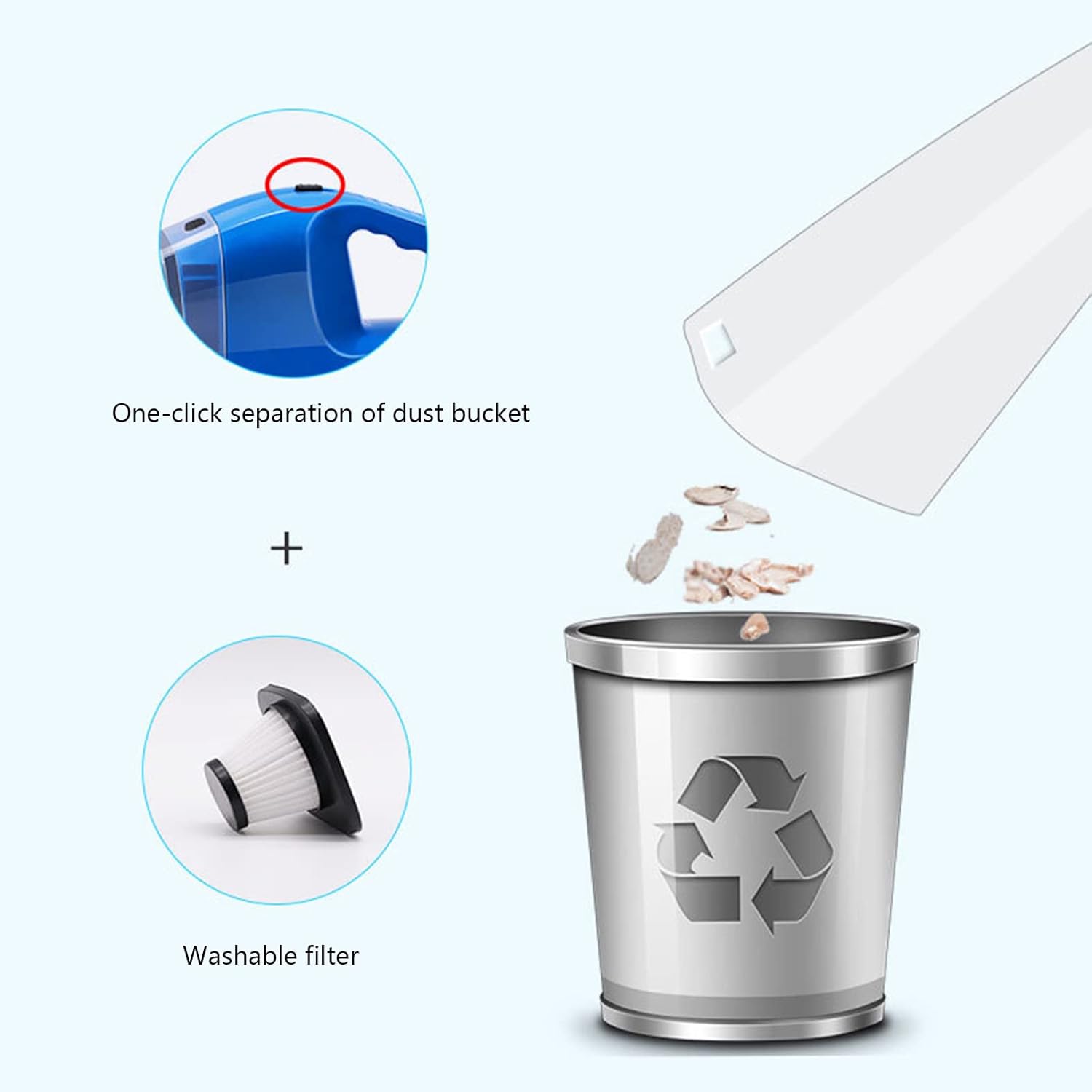 Portable Handheld Vacuum Car Vacuum Cleaner with 8000PA/12V High Power 16.4 Ft Cord, Car Cleaning Kit with Three Filters for Home, Pet Hair, Car Cleaning,Blue