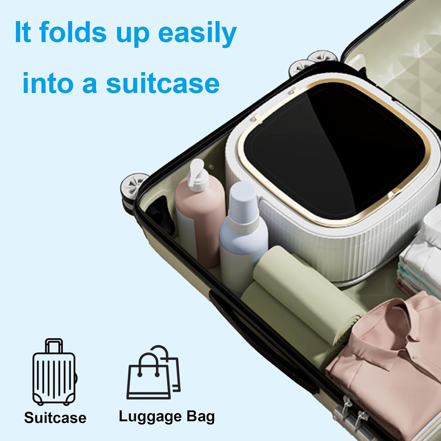 18L Portable Washing Machine, Foldable Mini Washer with 3 Modes, Small Laundry Washer for Clothes, Underwear, Apartments and Travel (Blue)