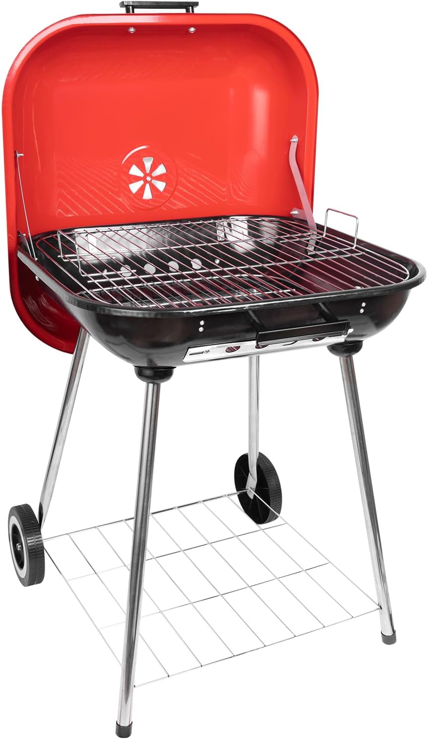 Clearance discount Red Charcoal Grills 22.4inch - Portable grill with wheer and handle, RED grill