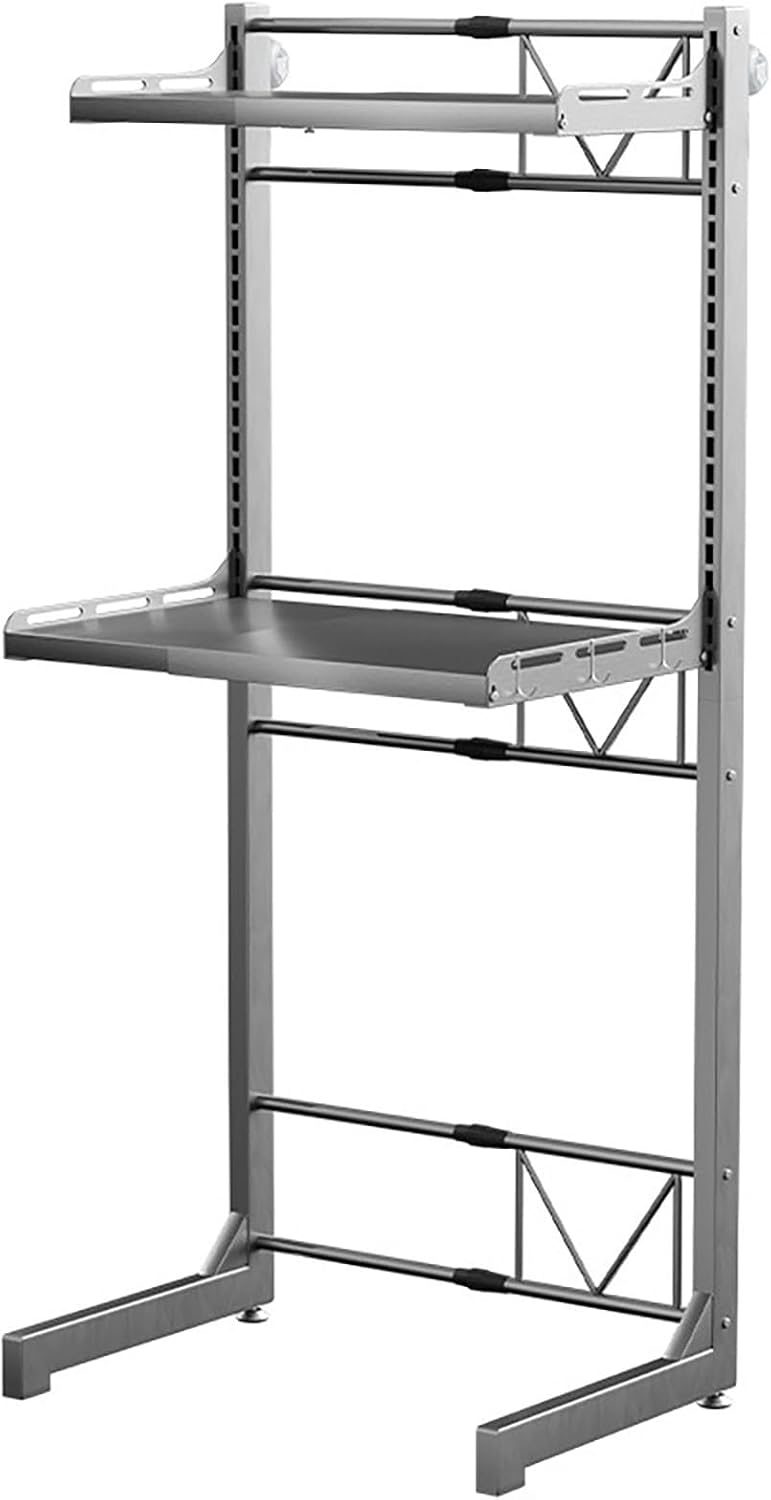 Over Washer And Dryer Storage Shelf, Dryer Stand Height Adjustable Portable Stacking Kit For Washing Machine Tumble Dryer, Carbon Steel Material, For Bathrooms Laundry Rooms Balconies(Gray,161cm/63.3i