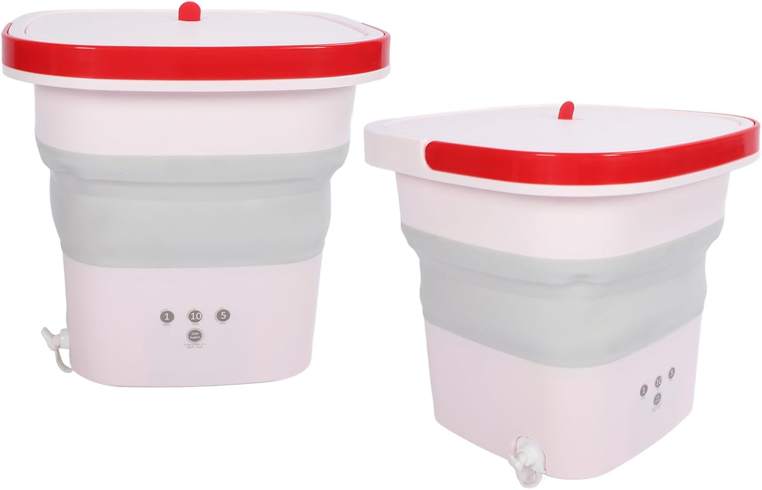 Portable Washing Machine 6L TPR Negative Ion Mini Laundry Bucket Washer with Powerful and Rinsing Functions, Foldable Design for RV Travel Apartment, Suitable for Socks, (Pink)