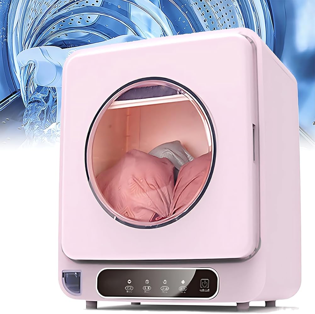 Compact Vented Tumble Dryer, 120W Clothes Dryer Machine with LCD Display, Independent Water Collection Box and Visual Cabin Window, Small Household Clothes Warmer (B)
