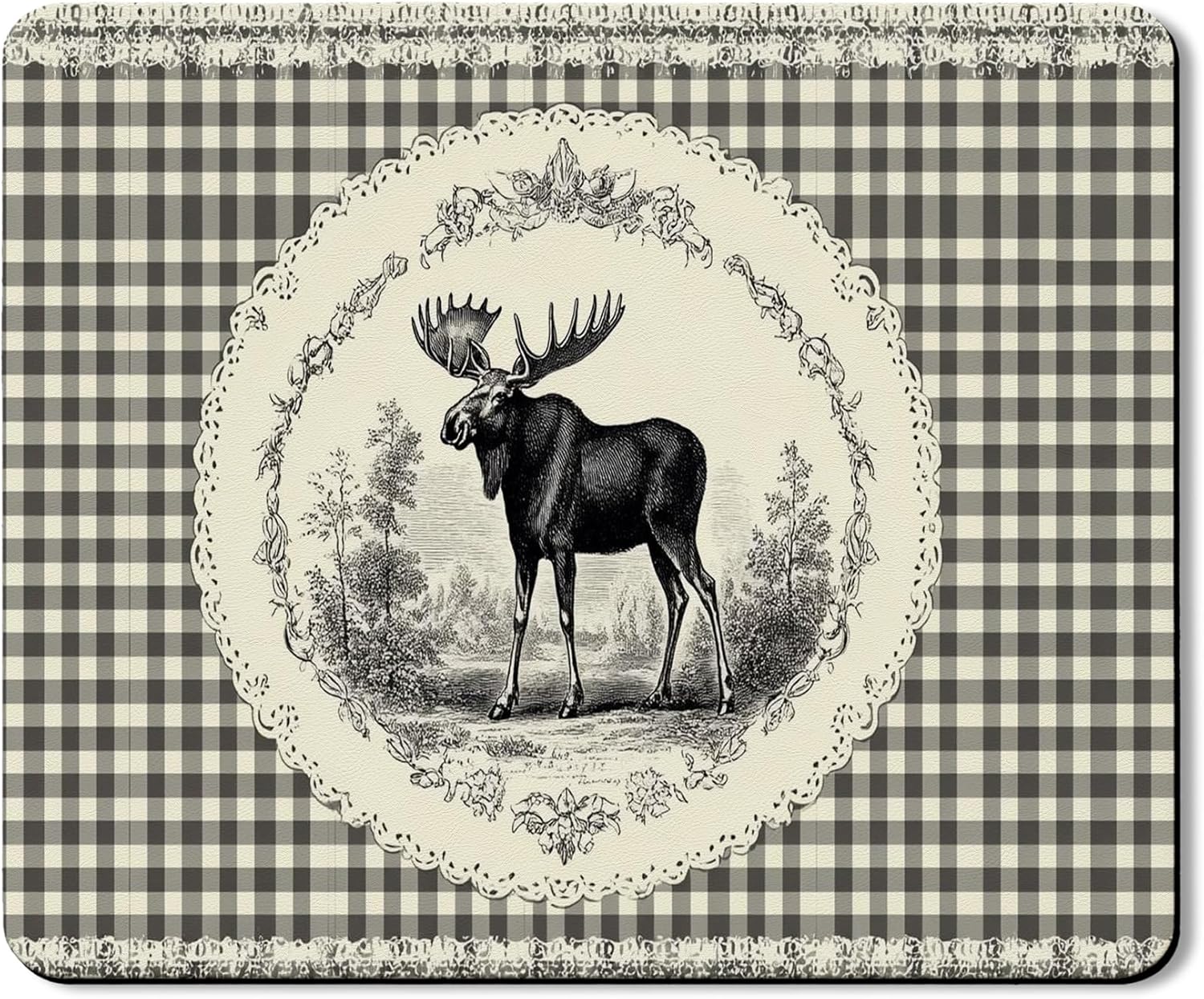 Moose Washer Dryer Top Protector Mat, Vintage Rustic Animal Laundry Machine Dust Covers, Fall Decorative Rubber Anti-slip Waterproof Washer and Dryer Mats for Laundry Room 20x24 Inch