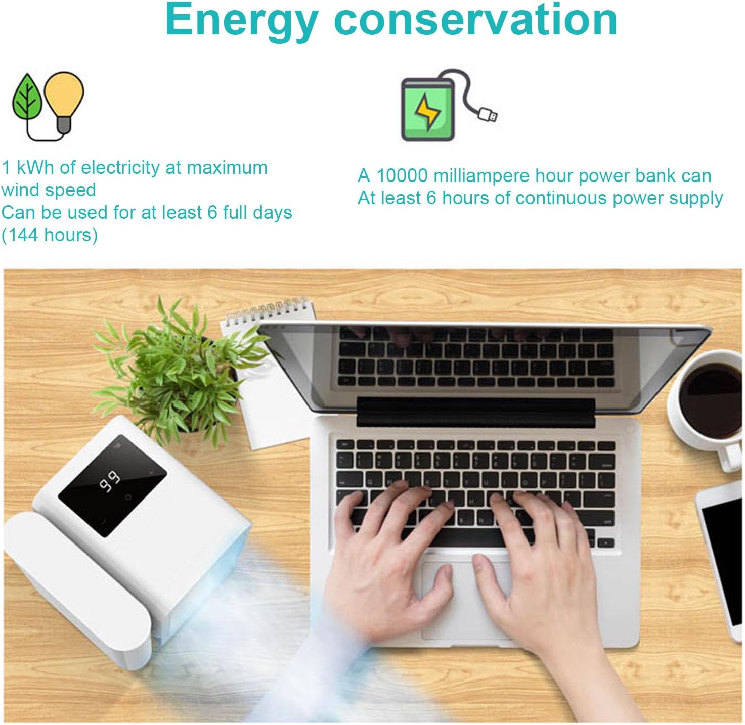 Portable Air Conditioner, Evaporative Mini Air Cooler with 1000ml Water Box, 3 in 1 AC Unit for Home & Garage, USB Powered, Sleep Mode