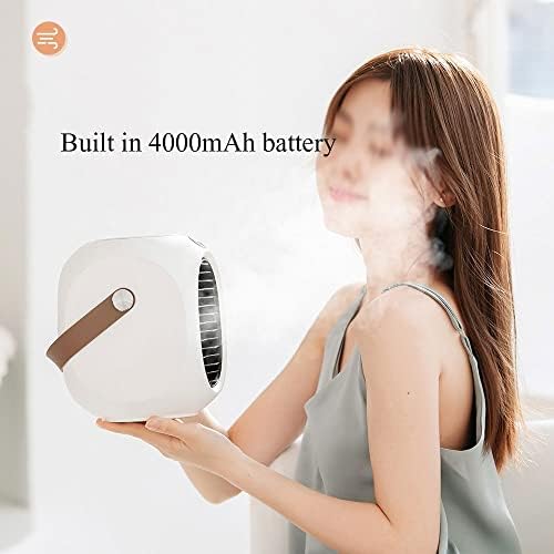 Evaporative Air Cooler, USB Small Air Conditioner, 4000 mAh Poratble Air Cooler 3 Speeds Mini Air Conditioner Poratble for Room/Desktop/Office/Camping