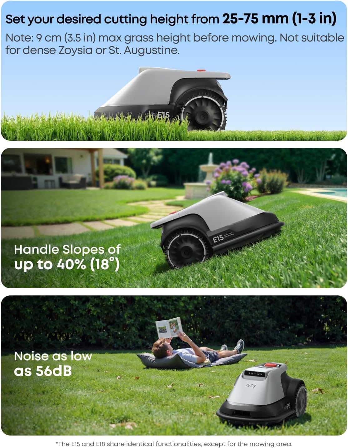 eufy Robot Vacuum 11S Max E15 Robot Lawn Mower with 0.2 Acres