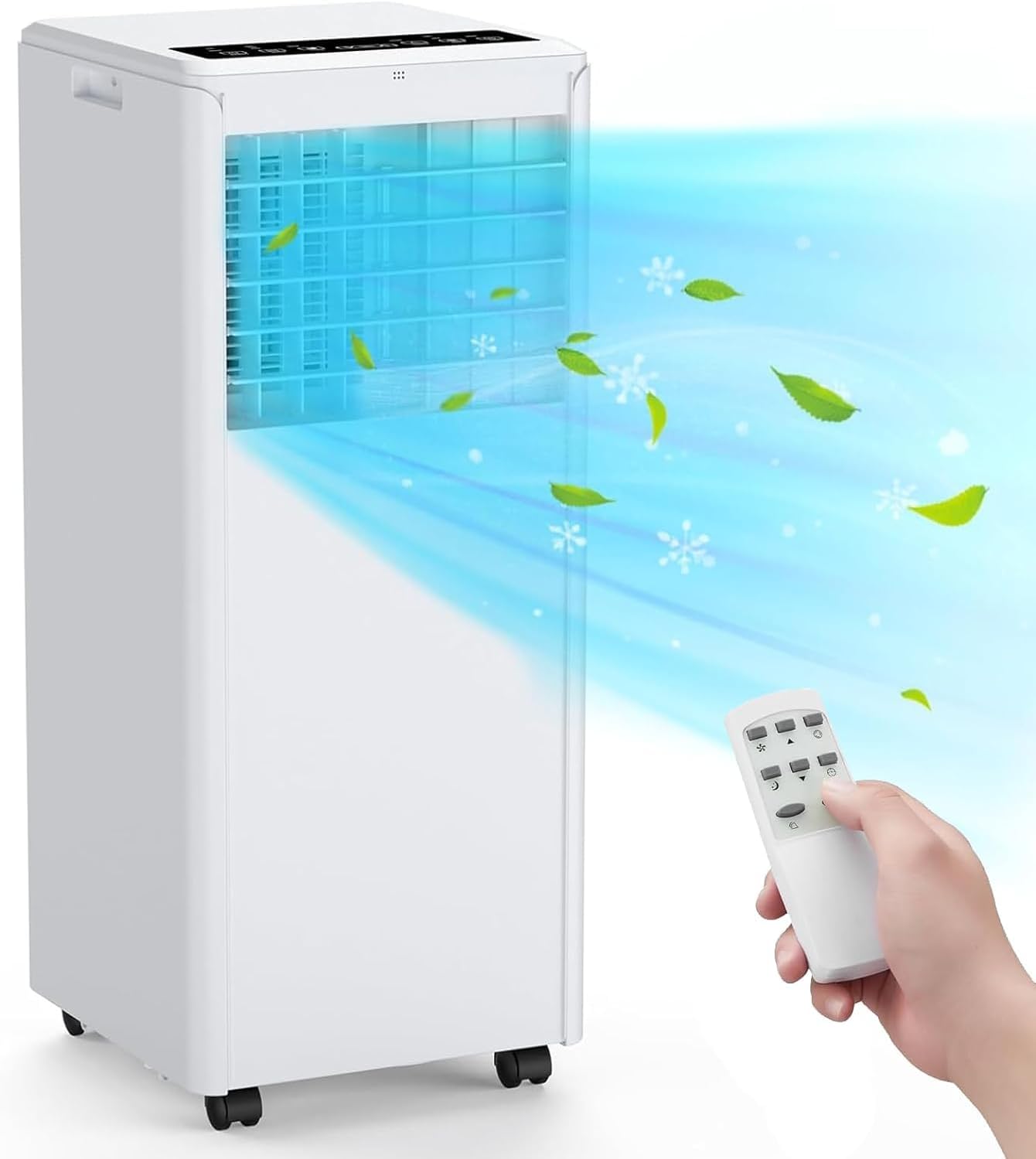 Portable Air Conditioner, 3-in-1 Air Conditioners Function, Cool, Fan, Dry, Auto, Sleep Modes, Fast Cooling, LED Display, Cools Room up to 350 sq. ft, Exhaust Hose & Window Kit, 115V