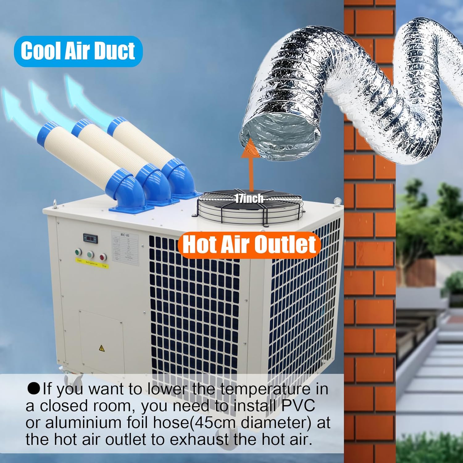 29800Btu/h Industrial Air Conditioner Spot Cooler Portable Commercial Mobile Spot AC 3150W 220V Three Column