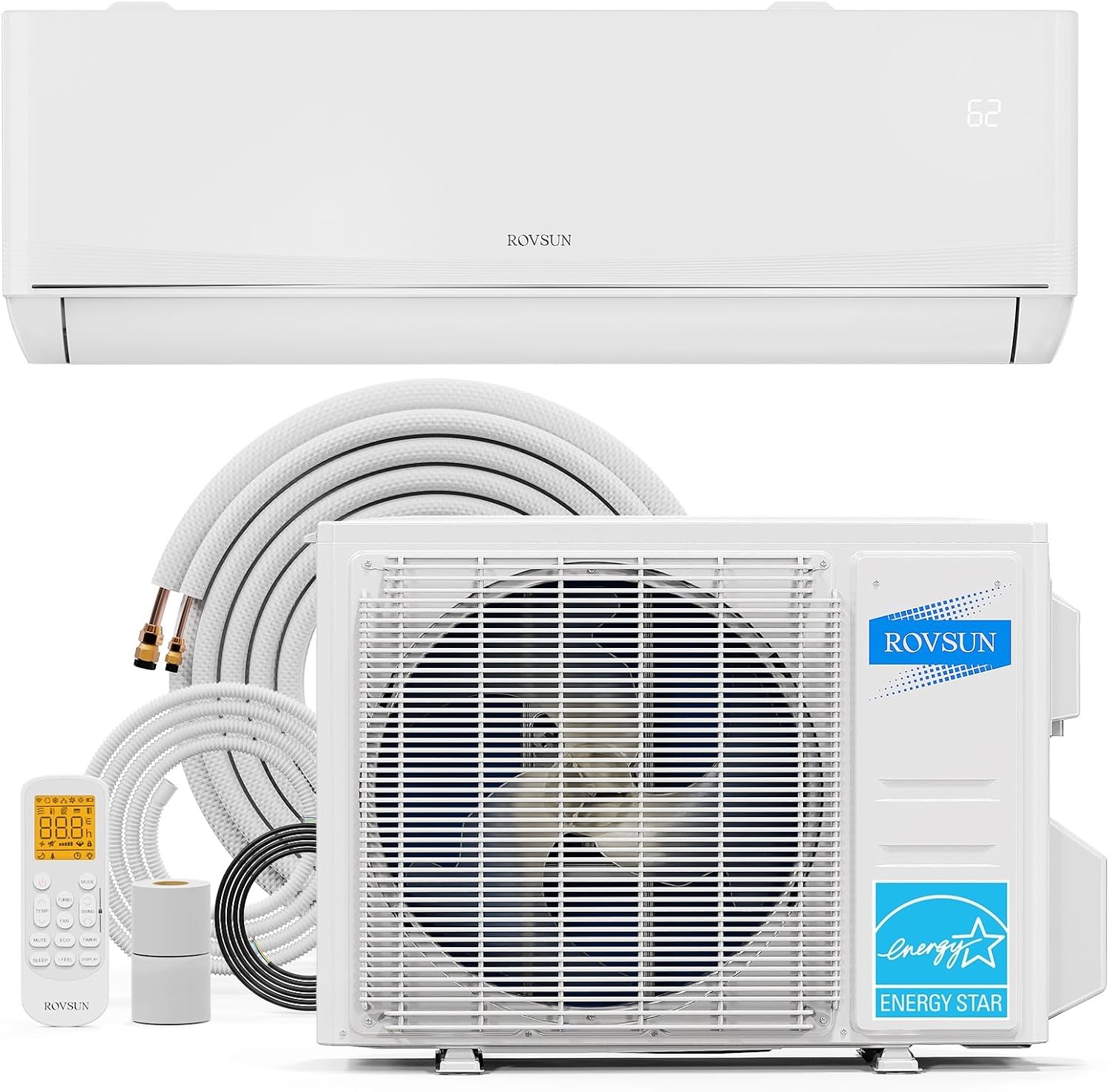 ROVSUN 12,000 BTU Mini Split AC/Heating System with Inverter, 23 SEER2 Energy Saving 230V Ductless Split-System Air Conditioner with Pre-Charged Condenser, Heat Pump, Remote Control & Installation Kit