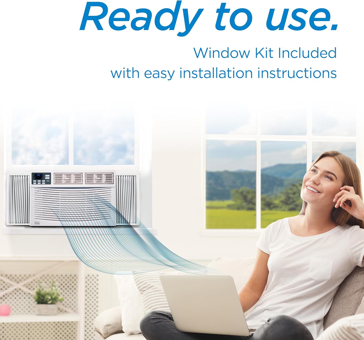 BLACK+DECKER Window Air Conditioner 12,000 BTU, AC Window Unit Cools Up to 550 Square Feet, Window AC Unit with Remote Control, 3 Cooling Speeds and Fan Only Function, BWAC12WTB, White