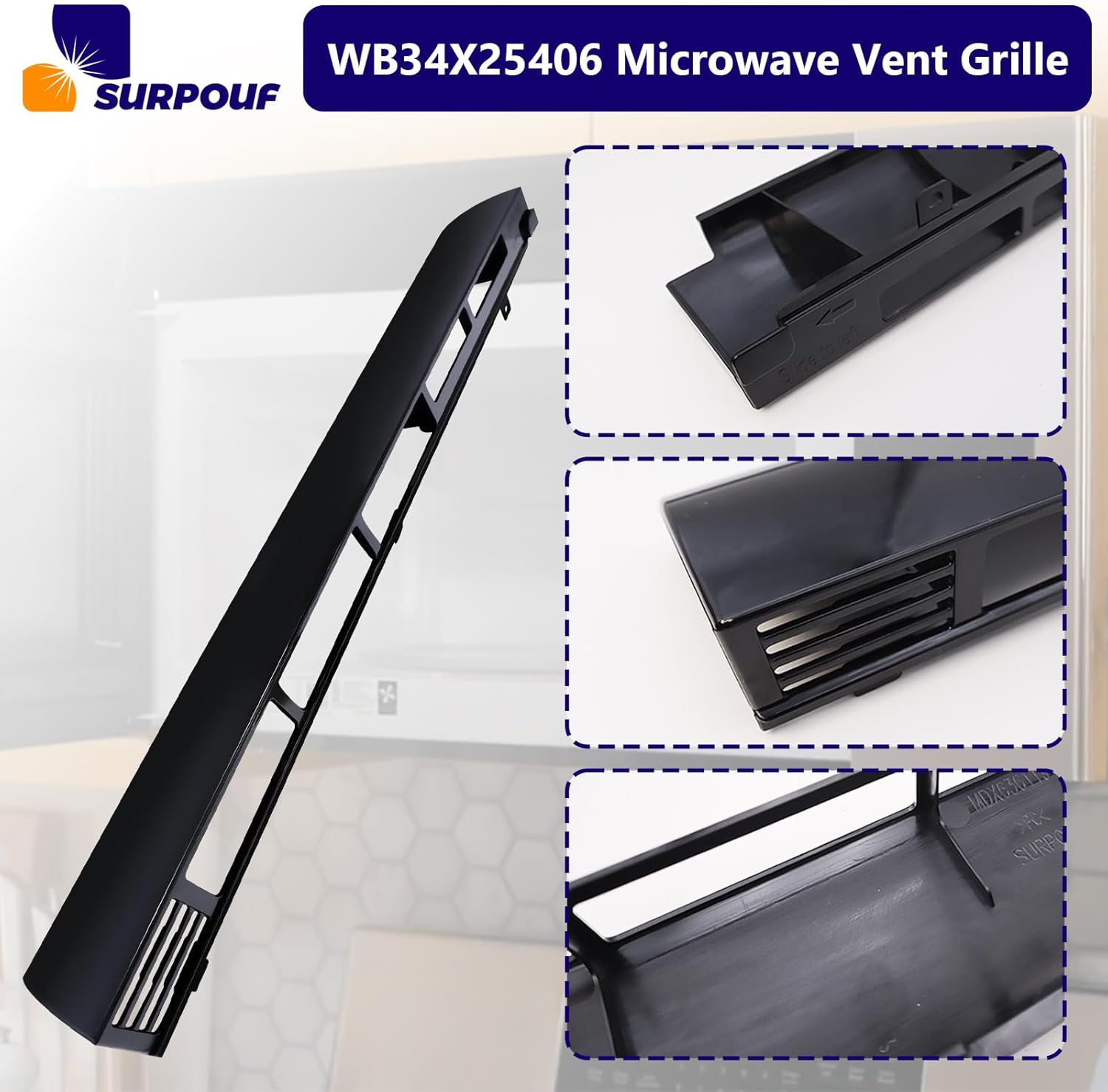 WB34X25406 wb34X25406 Microwave Vent Grille Compatible with GE， Replaces 4465386 AP6040821 PS11774030 EAP11774030
