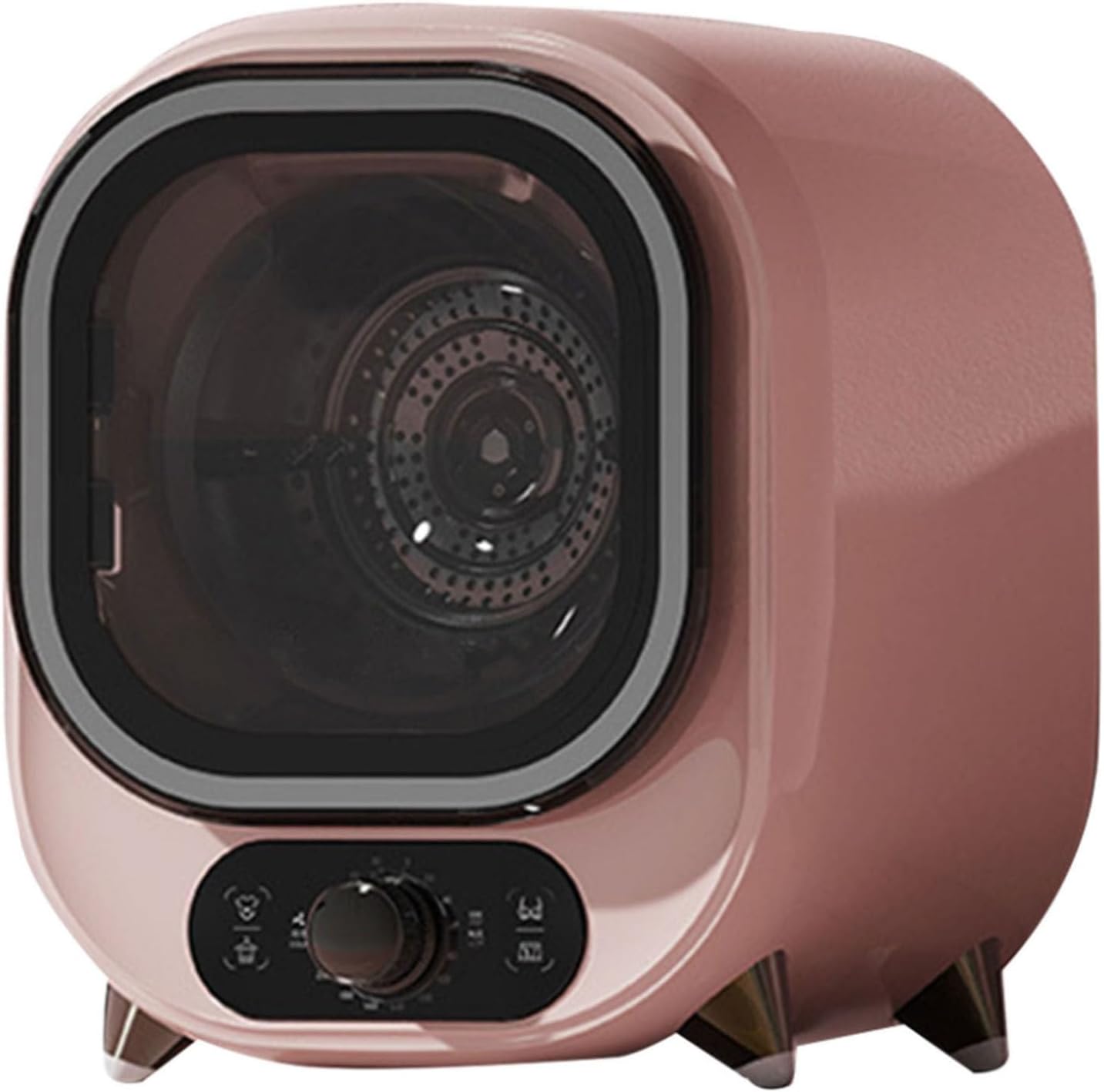 Portable Condenser Tumble Dryer, Vented Dryers Small Smart Tumble Tryer Clothes Machine Electric Clothes Compact Freestanding Stainless Steel Inner Cylinder, 0.8kg Load Capacity Pink