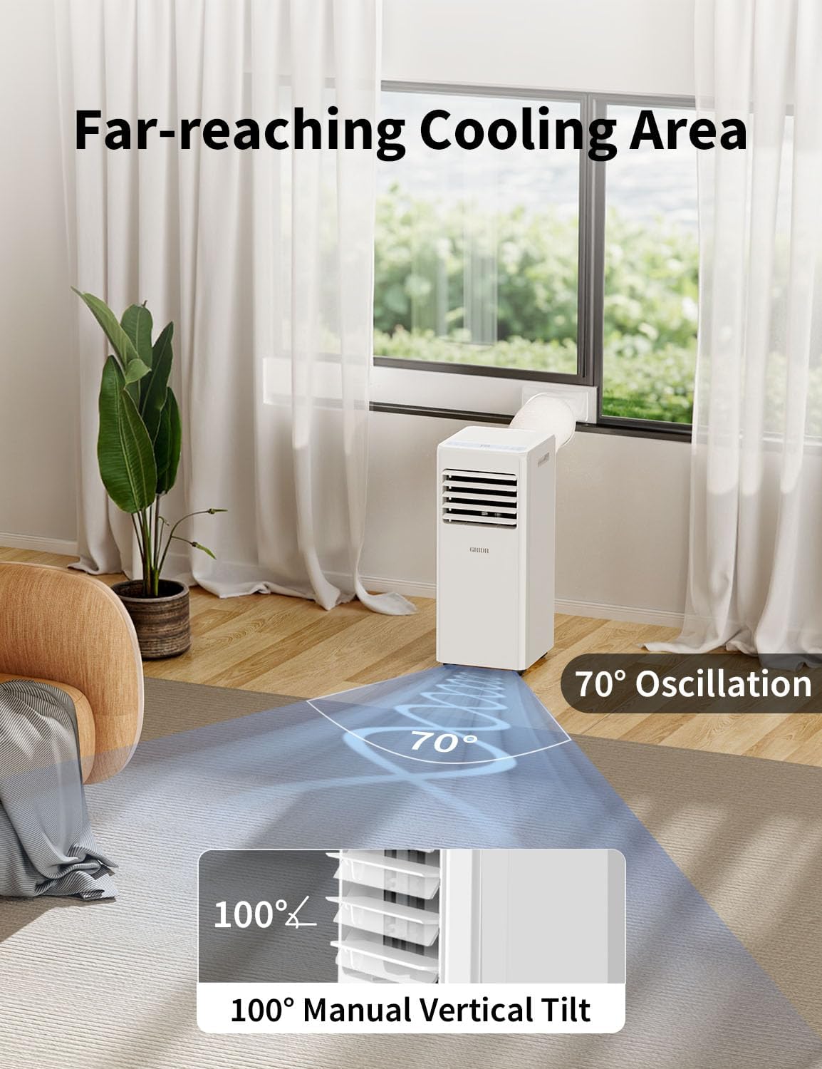Portable Air Conditioners, 8,000 BTU AC Unit for Bedroom with 4 Modes Cooling/Dehumidifier/Fan/Sleep, Up to 300 sq.ft, 45db Quiet, 24H Timer & Remote, Portable AC Unit for Room Indoors