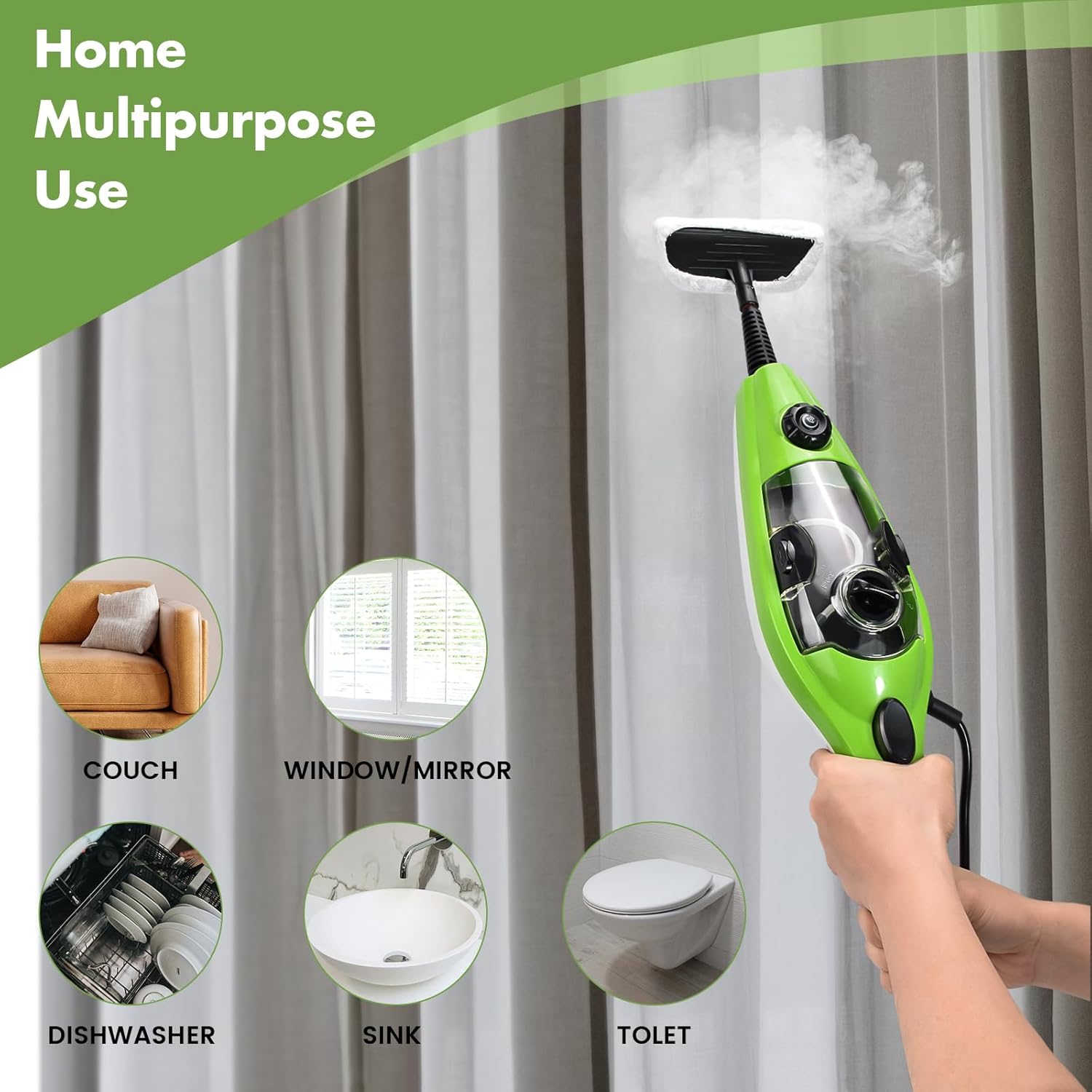 iMeshbean 10-in-1 Steam Mop, Floor Steamer, Carpet Steam Cleaner, Handheld Steam Cleaner for Laminate, Hardwood, Tile, Floor, Carpet Cleaning