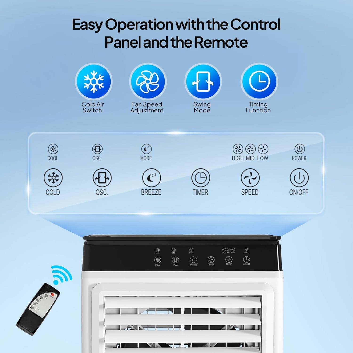 Bonnlo 2300 CFM Swamp Cooler with Remote Control, 3-In-1 Portable Evaporative Air Cooler, Fan & Humidifier with 7.9 Gal Water Tank, 12H Timer, Top Water Adding for Outdoor & Indoor Use