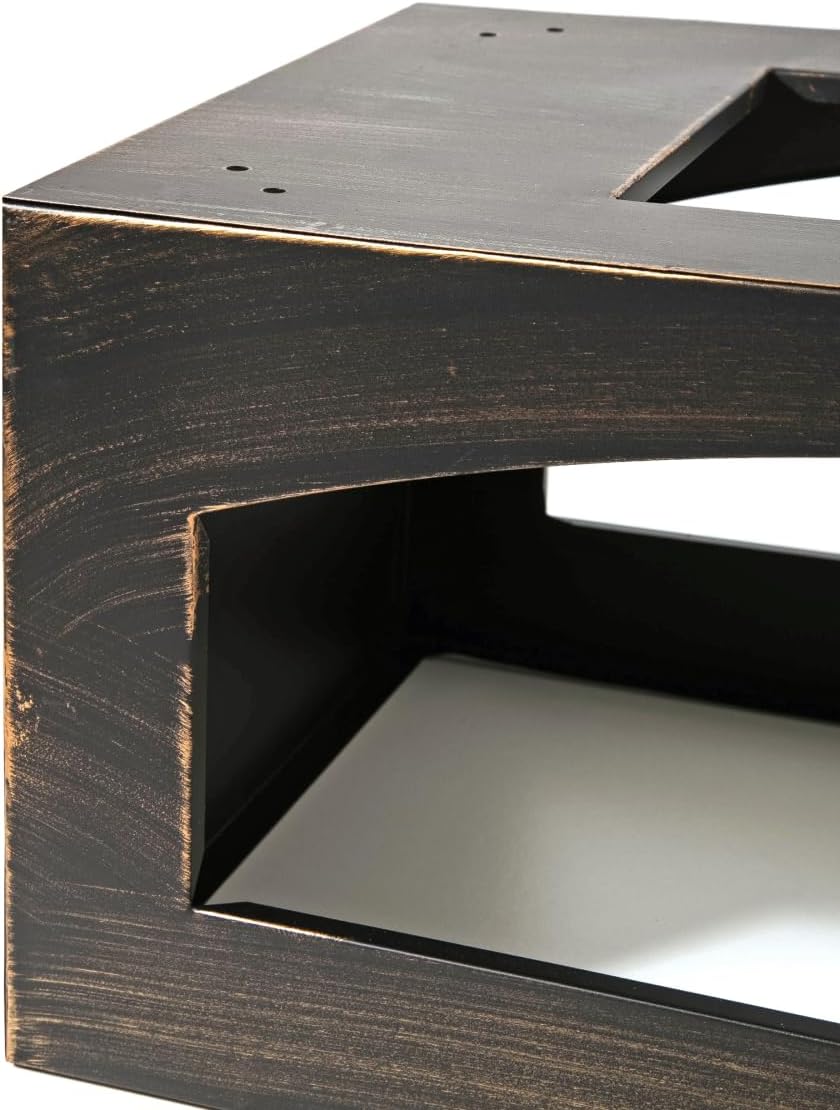 37-Inch Antique Brass Outdoor Wood Burning Fireplace, Rectangular Steel Fire Pit with Chimney, Spark Screen, Log Storage & Poker, Patio Garden Backyard Fireplace