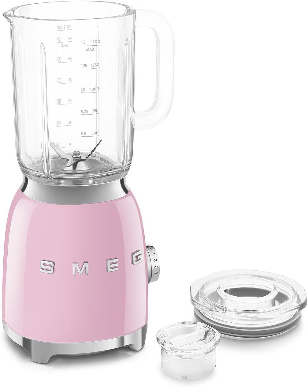 SMEG BLF03 Retro Style Blender – 600W Countertop Blender with 48 oz BPA-Free Jug, 3 Speeds + Pulse, Ice Crush & Smoothie Functions – 50s-Inspired Design-Pink