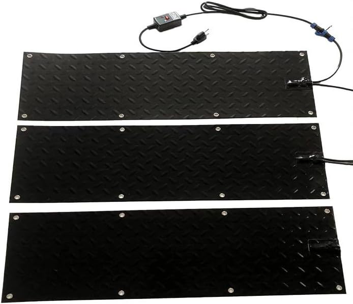 Heated Snow Melting Mats Snow Removal and Ice Melt PVC Heated Mat Entrance Snow Melting Mat Heated Snow Melting Mats for Stairs Walkways Driveway,10 * 48inch-3peice