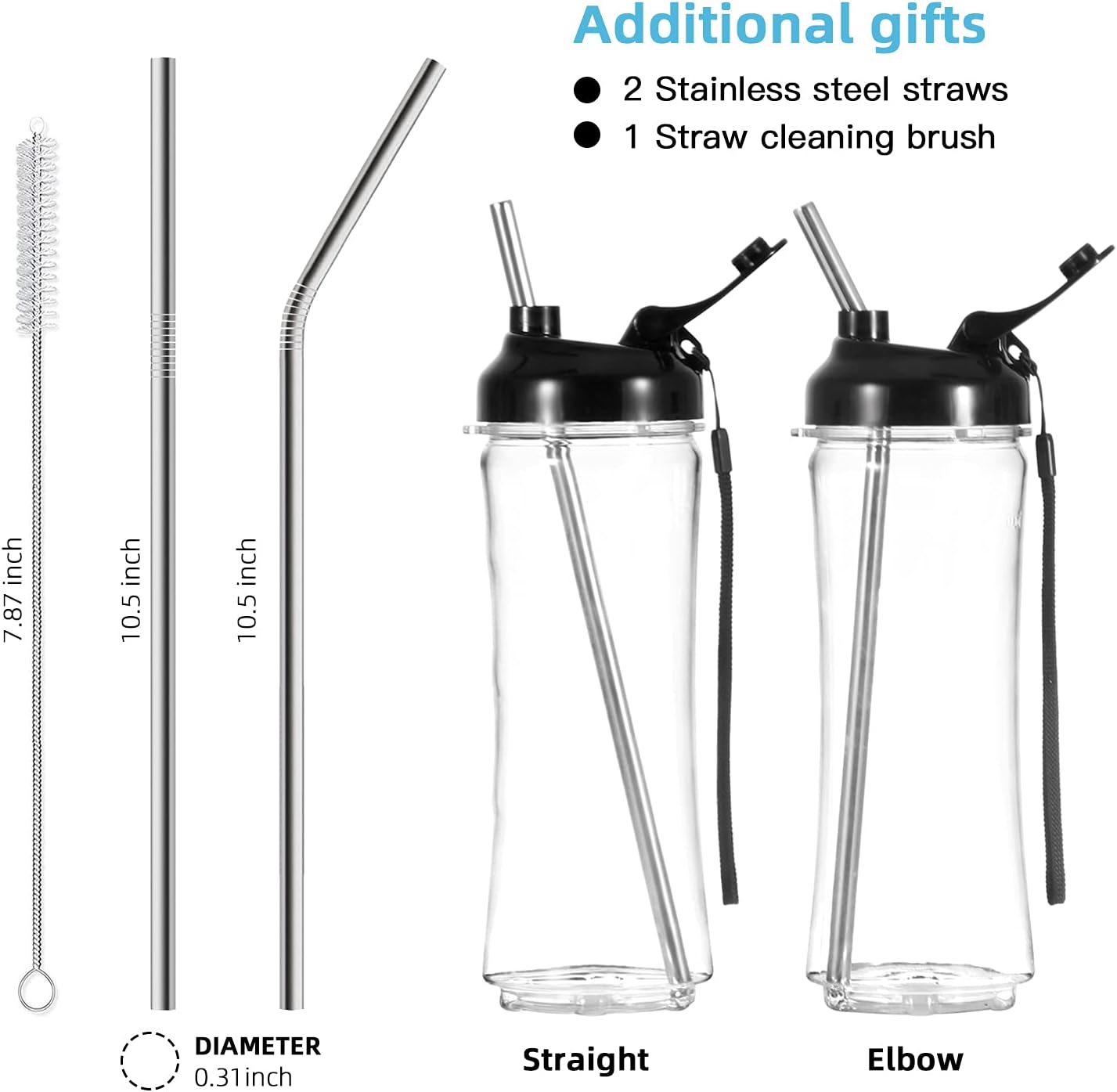 La Reveuse Smoothie Blender Personal Size 300 Watts with 2 Pieces 18 oz BPA-free Travel Sports Bottles,Purple