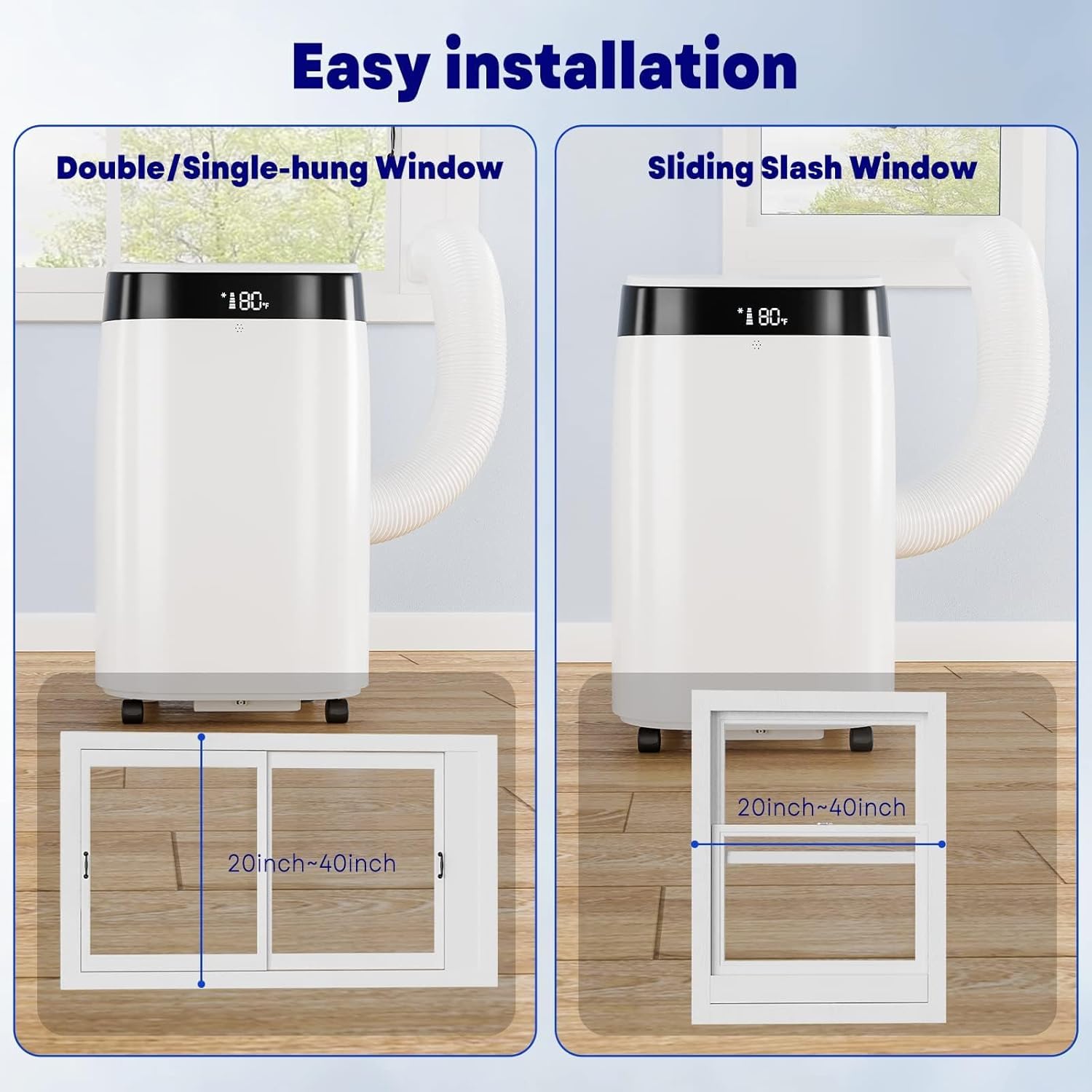 10,000 Btu Portable Air Conditioner Cools Up to 450 Sq. Ft. Portable AC Unit, Stand AC Units for Room with Dehumidifier and Fan, Quiet Operation, Remote Control, 24 Hours Timer