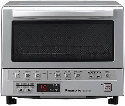 Panasonic FlashXpress Compact Toaster Oven with Double Infrared Heating, Crumb Tray and 1300 Watts of Cooking Power - 4 Slice Countertop Toaster Oven - NB-G110P (Stainless Steel) (Renewed)