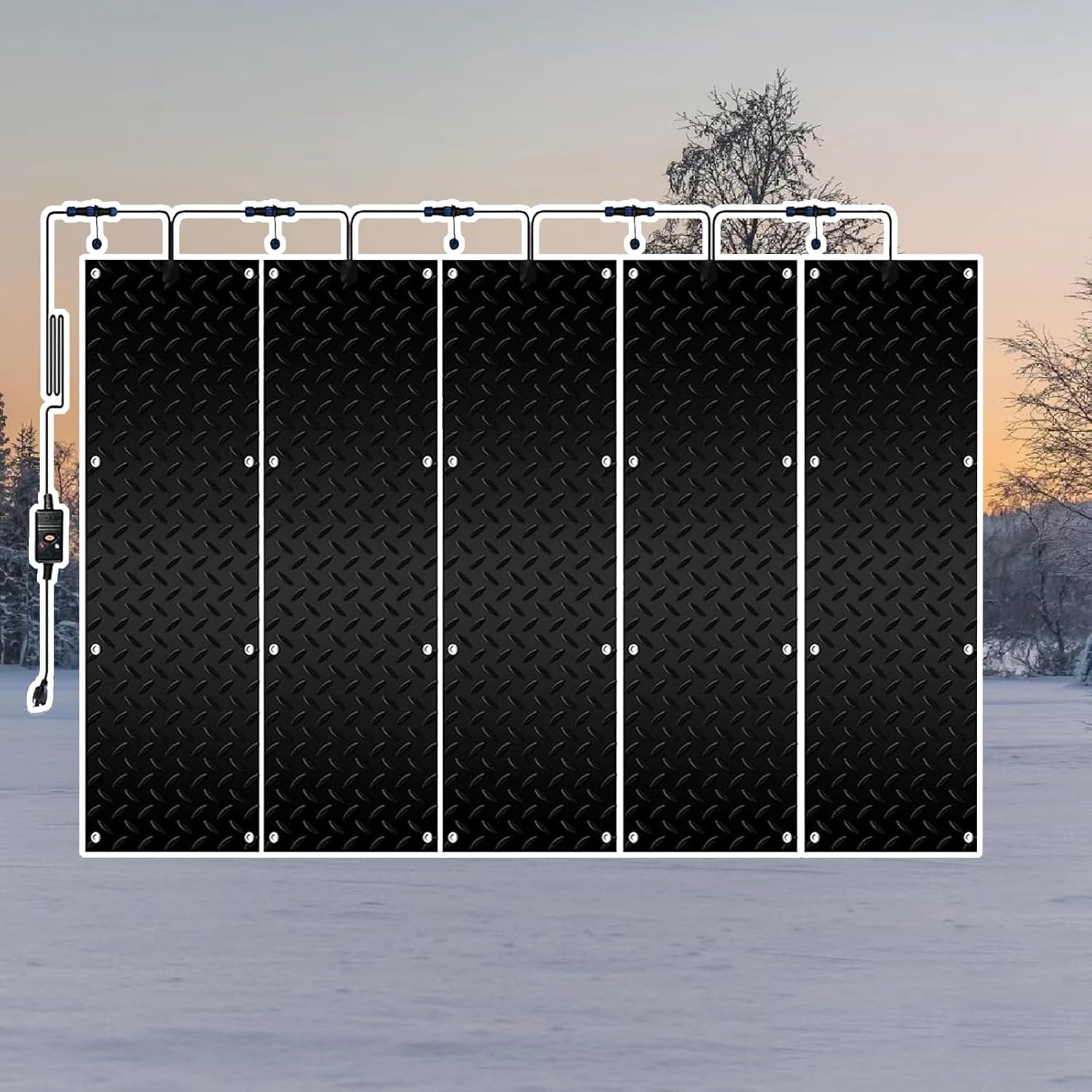 Heated Snow Melting Mats for Entrances，Anti-Slip Snow Melting Mats Heated Snow and Ice Melting Mats for Winter Snow Removal，for Winter Outdoor Stairs, Steps, Doorways, Walkways, Driveway(5 Pcs,30x150c