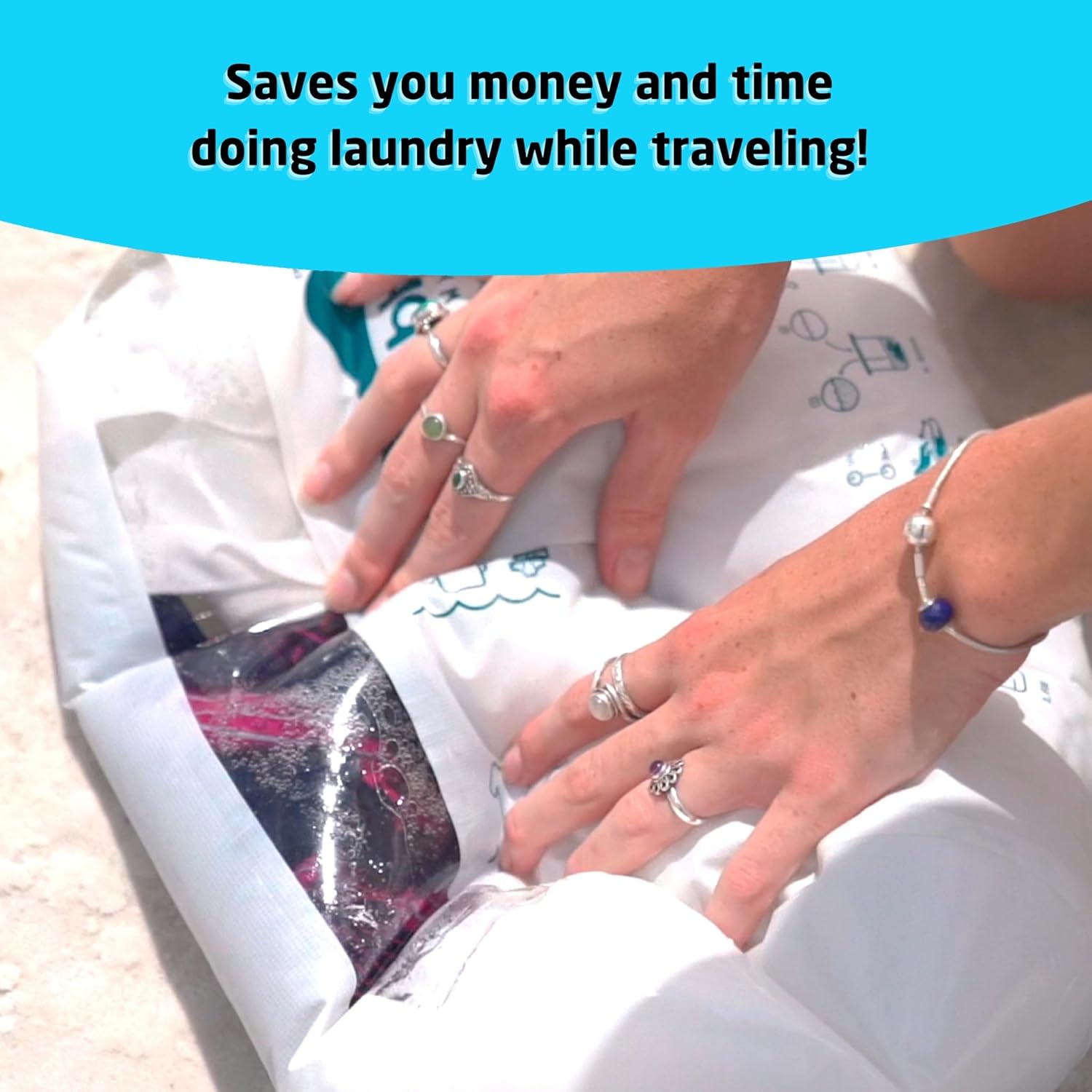 Scrubba Untouched Wash Bag - Portable Washing Machine - Eco-Friendly Manual Washing Machine for Travel, Camping, Baby Clothes - Travel Essentials, Gift - use with Laundry Detergent, & Sheets - 5.3 oz.