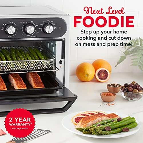 DASH Air Fry Multi Oven - 7 in 1 Convection Air Fry Oven with Non-stick Fry Basket, Baking Pan & Rack, 23L, 1500-Watt - Stainless Steel