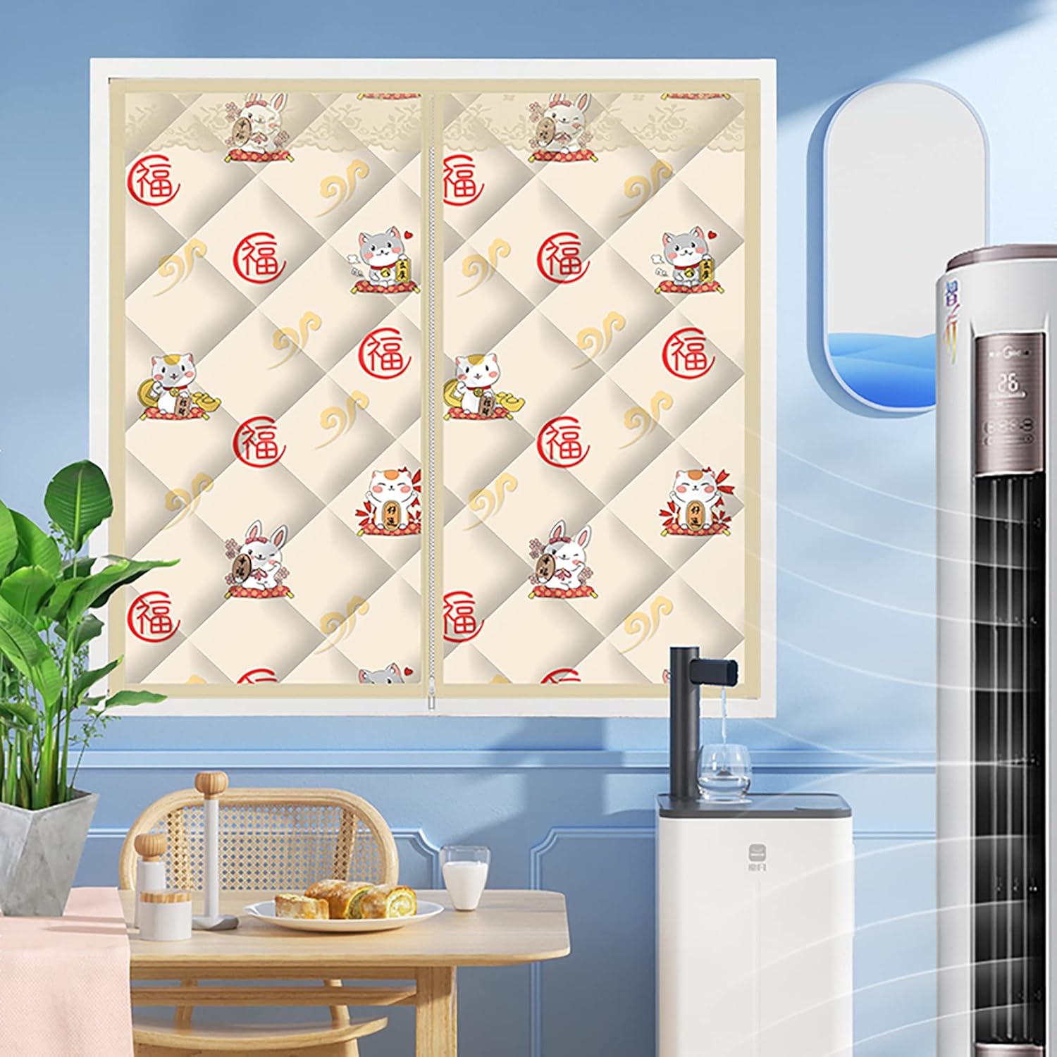 Warmth Retention Curtain,Thermal Insulated Curtains, Blackout Curtains,Curtain for Window,Waterproof, Windproof,Privacy Screen,for Air Conditioner Room,Heater Room, Living Room,Custom Size