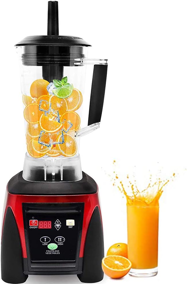 Huanyu Countertop Blender 68 oz 2200W with Speed Control Timer for Fruit Smoothie Ice Soy Milk Hot Soups Frozen Desserts Crush Mix Home Commercial G1100 2L (110V, Red)
