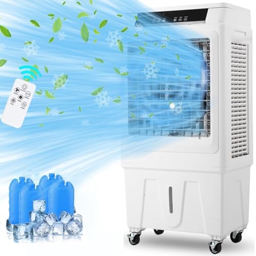 3500 CFM Swamp Cooler, 10.3 Gallon Evaporative Air Cooler with Remote Control, 3 Speeds, 12h Timer, 3-In-1 Swamp Cooler Air Conditioner, Portable Air Cooler Fan for Indoor Room Garage Outdoor Patio