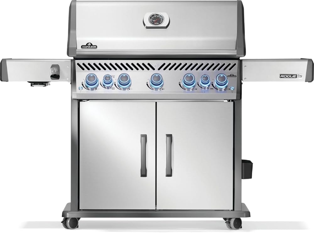 Napoleon Rogue PRO-S 625 Natural Gas Grill with Infrared Side and Rear Burners, Stainless Steel, Durable 7-Burner Outdoor BBQ