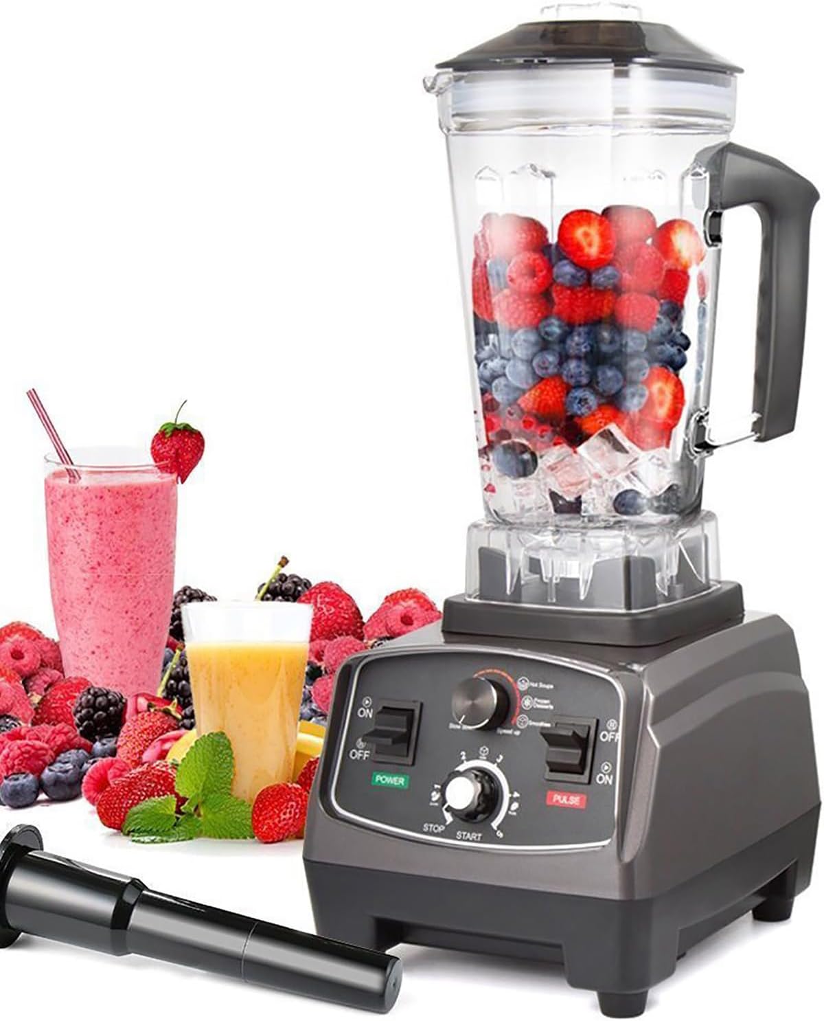 Jug Blender, 2L Electric Blender Smoothie Maker with 6-Leaf Blades and Overheat Protection, 1650W and Speed Adjustable, Smooth Blends with No Lumps, for Smoothies, Fruit Shakes, Puree