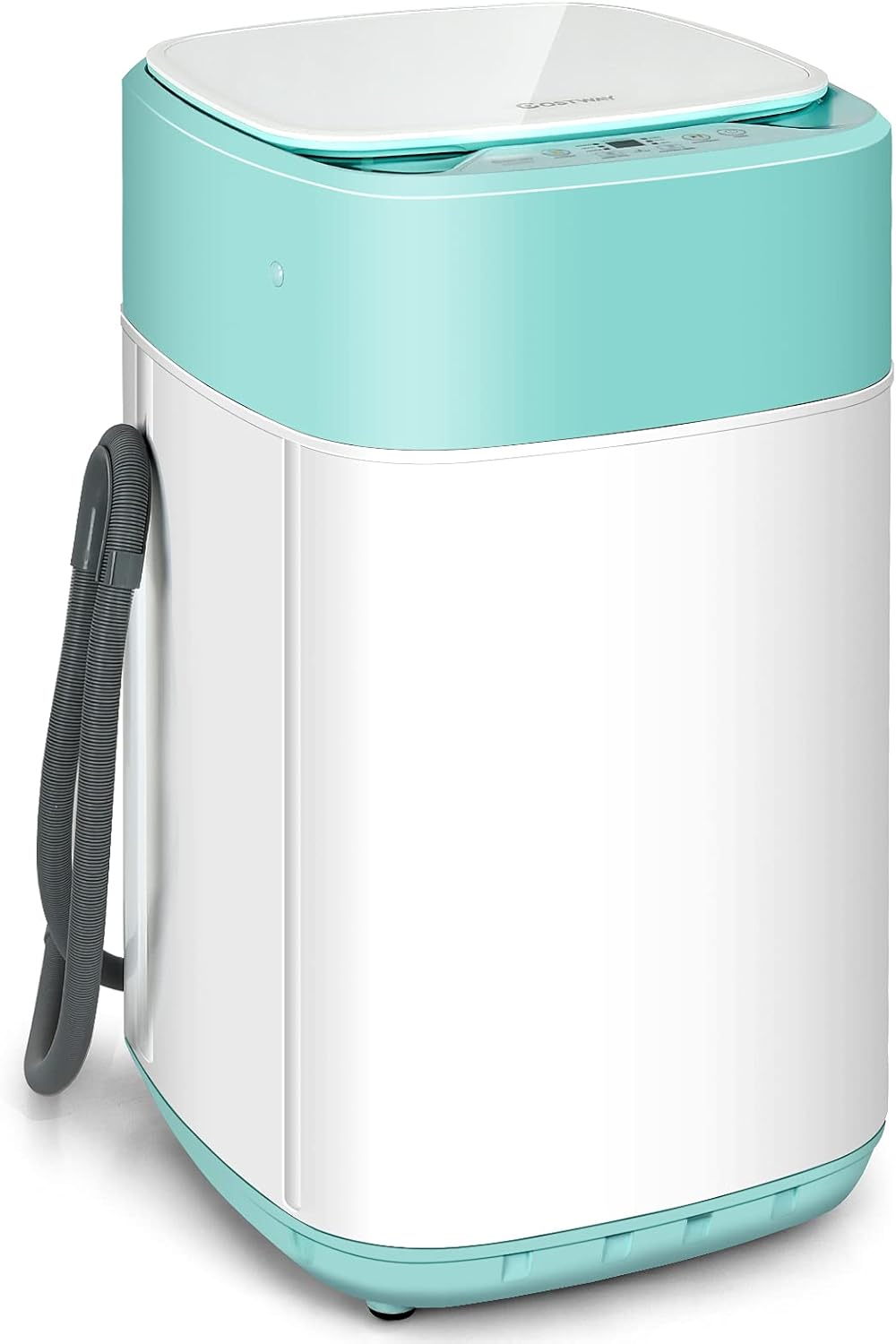 COSTWAY Portable Washing Machine, 8 Lbs Capacity, Built-in Drain Pump, Compact Laundry Washer with 6 Programs, 6 Water Levels, Child Lock, Full-Automatic washer for RV, Dorm, Apartment, Green