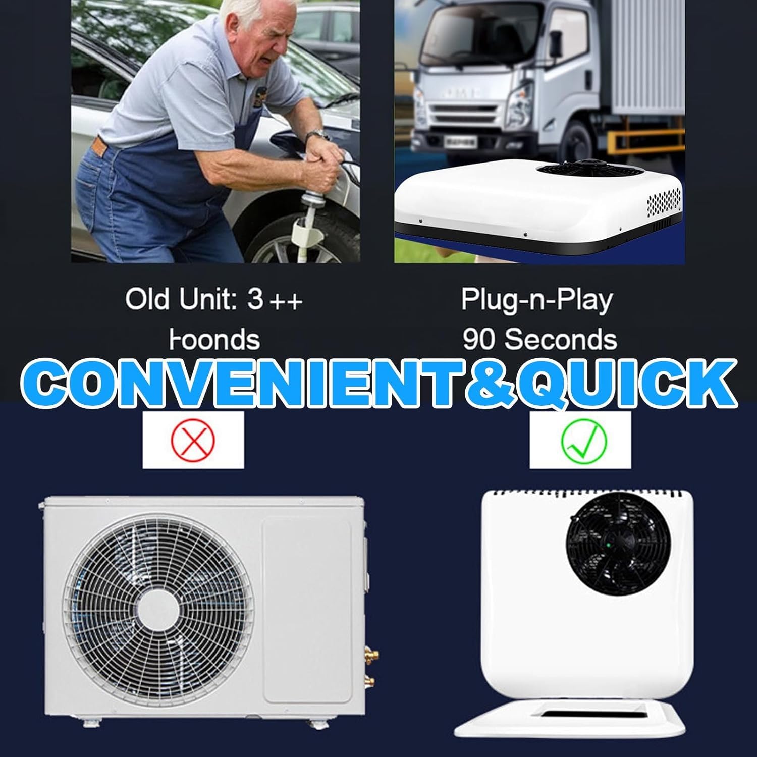 12v 24v Rv Air Conditioner Ultra-Quiet Ac, Easy Install Non-Ducted Rooftop Unit-Cooling/Cooling+Heating, For Campers, Rvs And Travel Trailers,RedCool+Heat12v