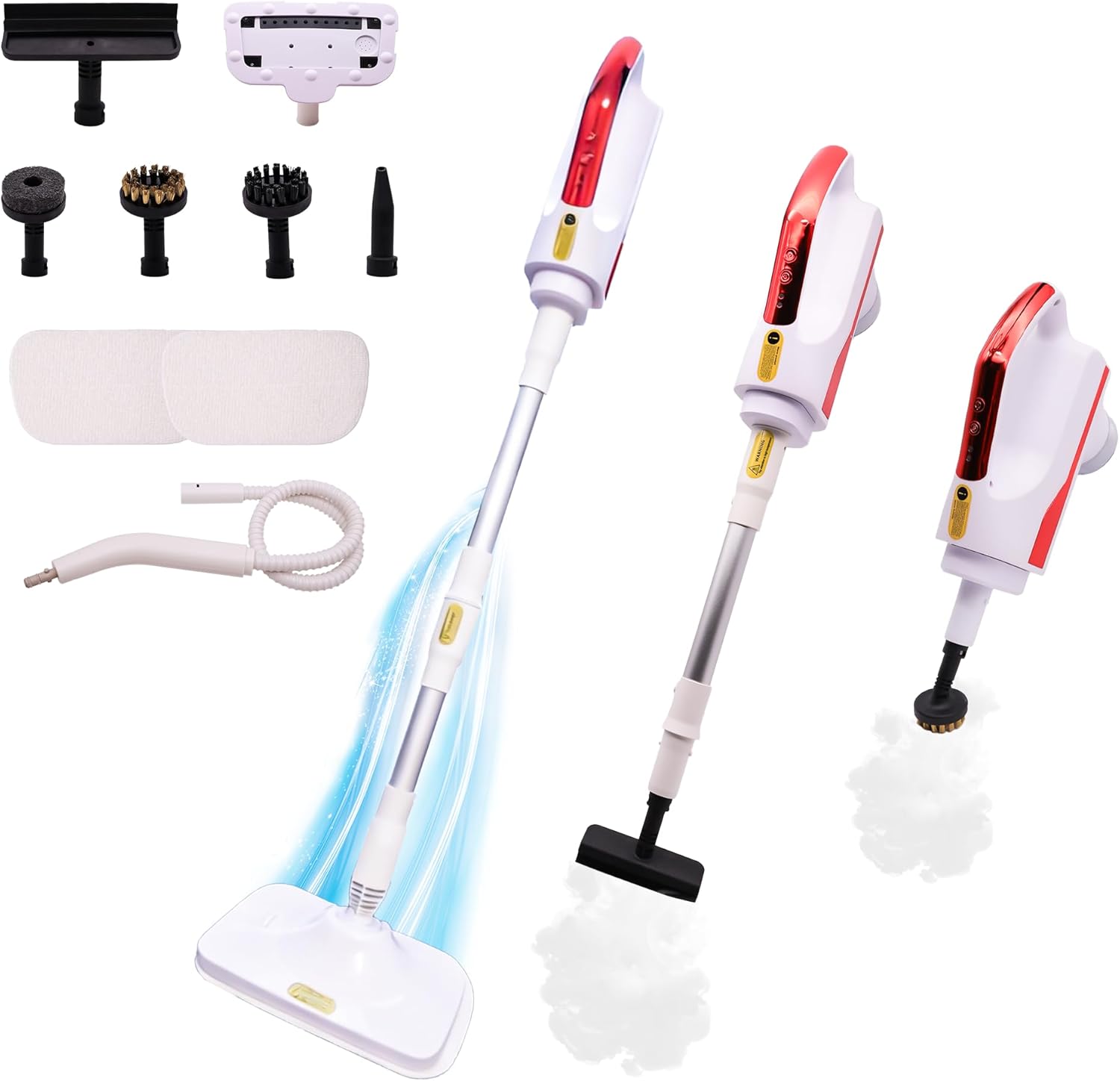 Multifunctional Steam Mop Cleaner – 1500W Floor Steamer with 300ml Tank, 16ft Cord, 12 Accessories for Hardwood, Tile, Carpet, Kitchen & Bathroom Cleaning