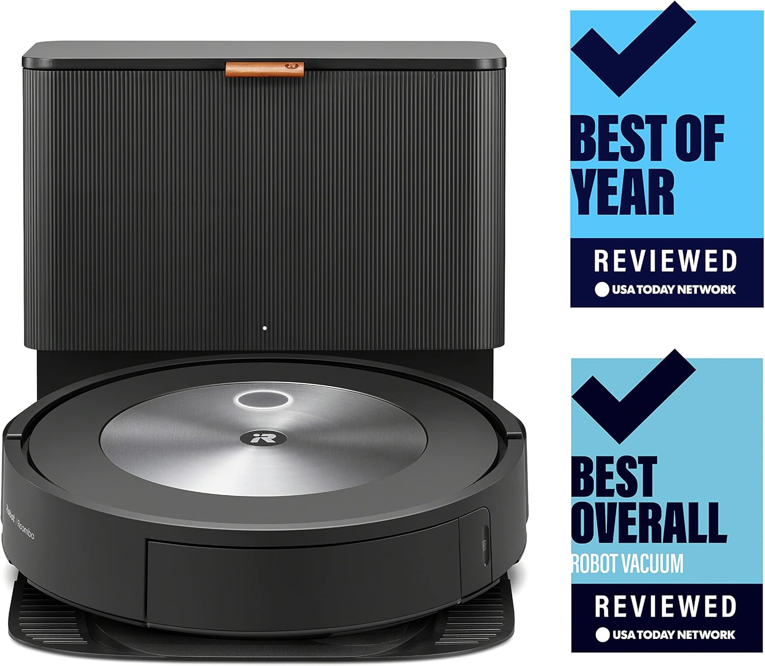 iRobot Roomba j7+ (7550) Self-Emptying Robot Vacuum – Identifies and avoids obstacles like pet waste & cords, Empties itself for 60 days, Smart Mapping, Works with Alexa, Ideal for Pet Hair (Renewed)