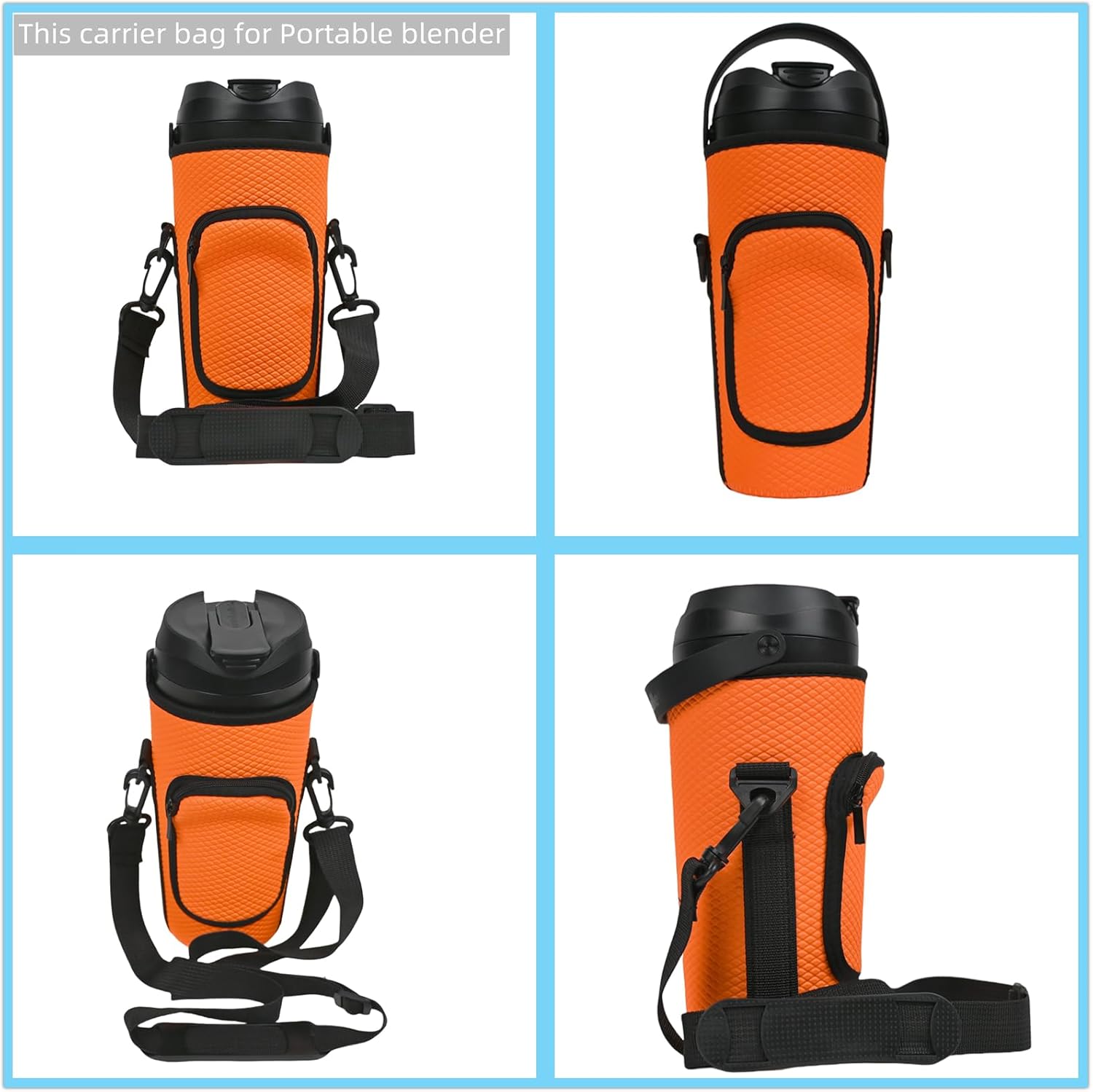 Pack of 2 Flip Portable Blender Bag Protective Case Cover Non-slip Sleeve Waterproof Pouch Compatible With nutribullet Flip Portable Blender NBPB50350AK/NBPB10350 (Orange)