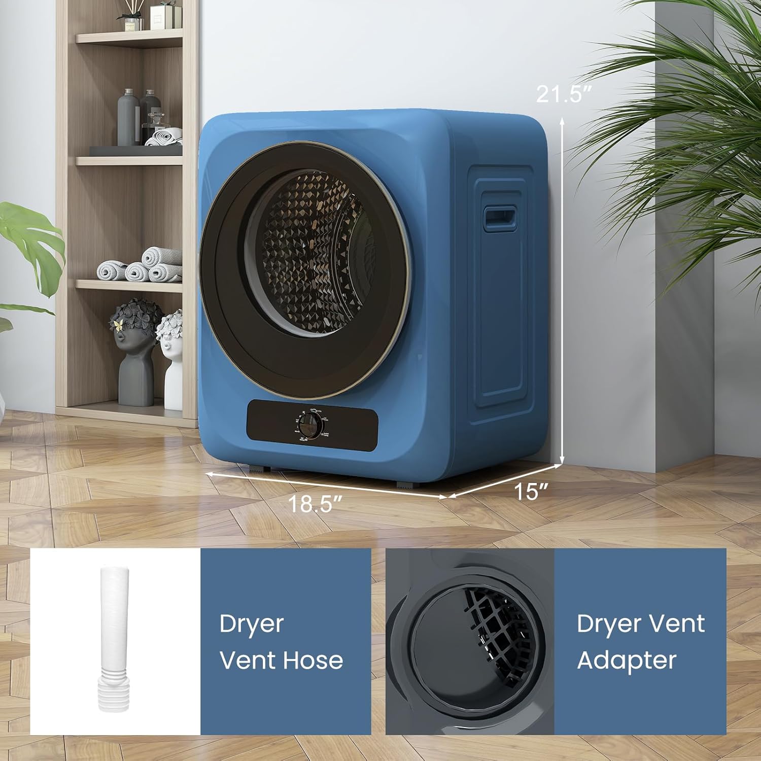 Auertech Portable Washer and Dryer Combo, 20 Lbs Twin Tub Washing Machine, 1.5 Cu.Ft Compact Clothes Dryer, Portable Washing Machine and Dryer Set for Laundry, Apartment, RV, Dorm, Blue