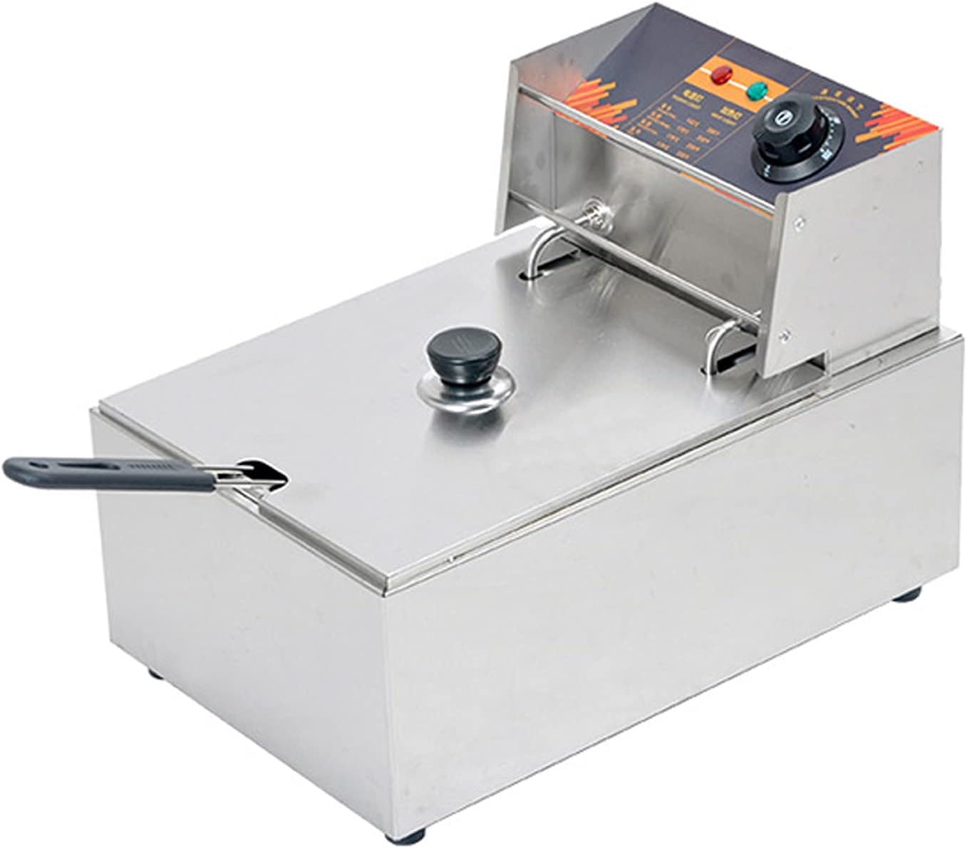 Commercial Fryer, Stainless Steel Fryer with Adjustable Temperature and Temperature Control, Removable Basket and Stainless Steel Lid, for Home and Commercial Use, Easy to r