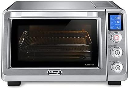 De'Longhi 10-in-1 Digital AirFryer, 24L, True Convection Toaster Oven with Internal Light, Grills, Broils, Bakes, Roasts, Reheats, Preset for Cookie & Pizza, 1800-Watts, Stainless Steel