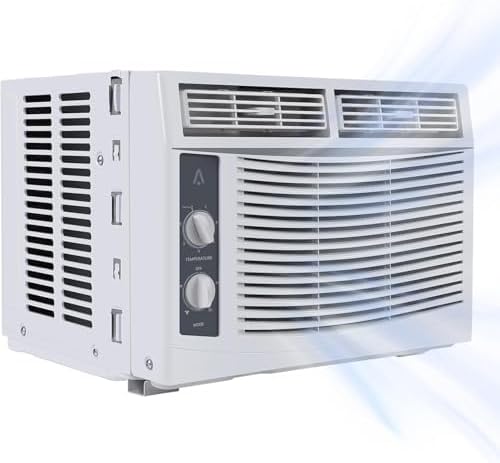 5000 BTU Window Air Conditioner, 2 Cooling/Fan Speeds, 2-Way Air Direction, Mechanical Control AC Unit with Easy Install Kit, Auto Restart, Cools Rooms Up to 150 Sq.Ft