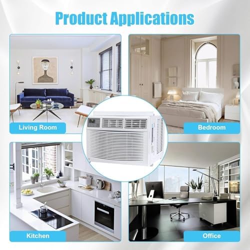 12000 BTU Window Air Conditioner 115V, Fastcooling for 550 Sq.Ft Room, Wi-Fi Enabled Remote Control, Reusable Filter, Perfect for APT, Living Room, Office