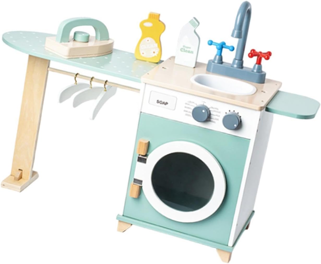 Small Household Appliances Toy Miniature Washer Toy Simulation Wooden Laundry Playset Pretend Play Toy for Birthday Gifts